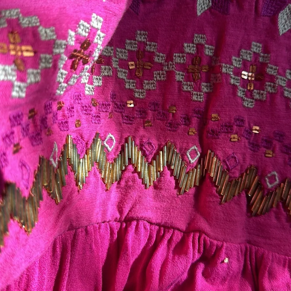 Free People top lined to waist beaded detail hot pink S - Image 6