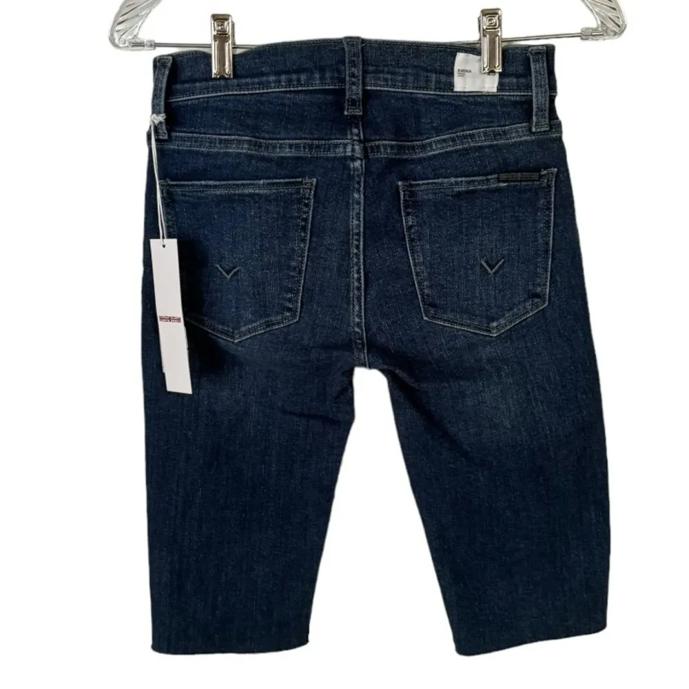 Hudson Amina Raw Hem Denim Mid Rise Bermuda Blue Jean Shorts in Reserve Size 25 - Image 5