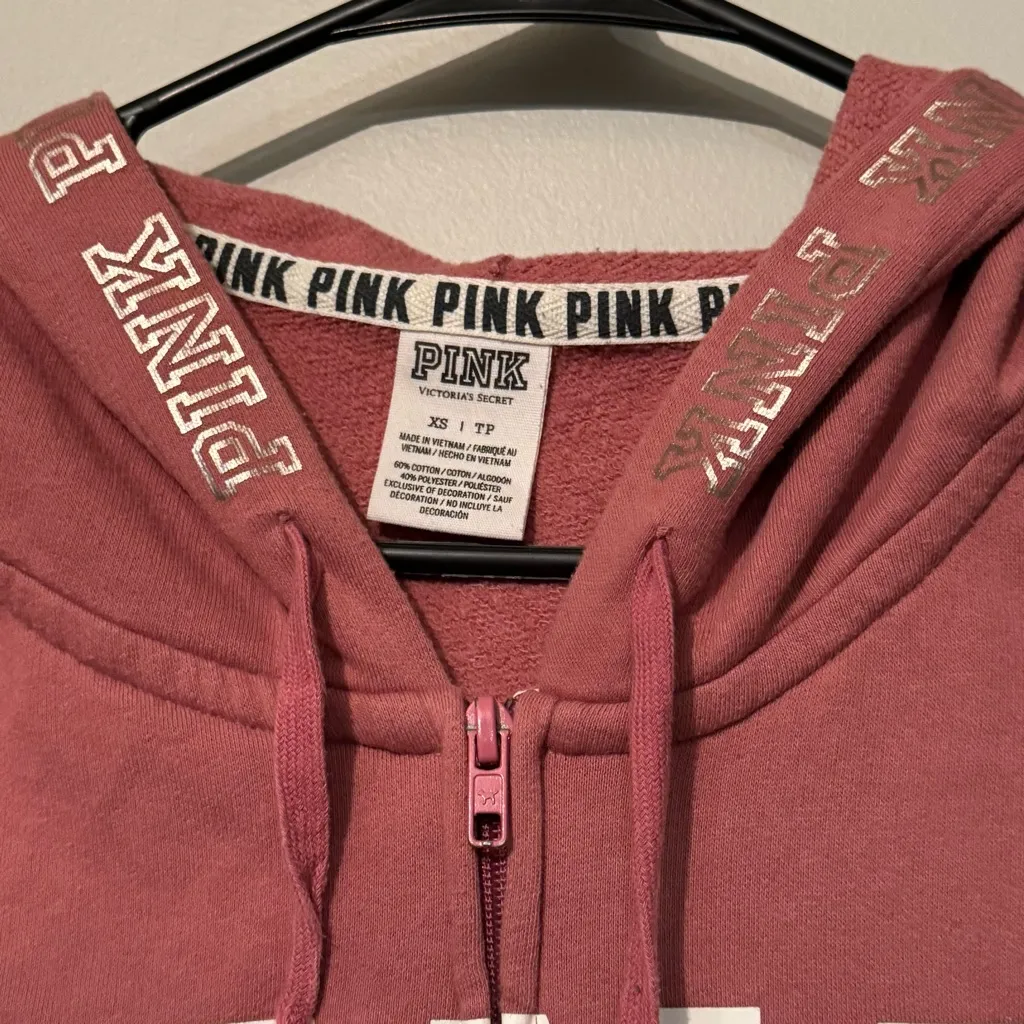 PINK Victoria Secret Zip-Up Hoodie Size XS - Image 7
