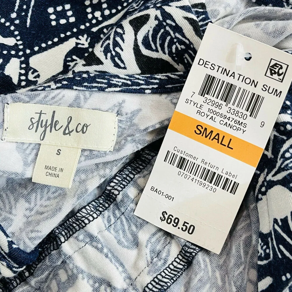 Style & Co Small Cropped Jumpsuit Floral Sleeveless V-Neck Stretch Elastic Waist - Image 10