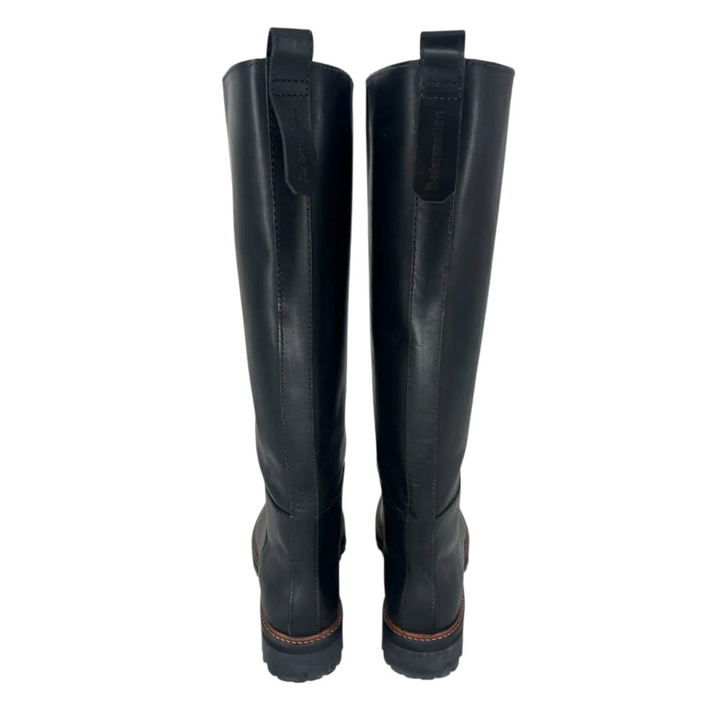 Reformation Kata Black Leather Knee High Bucket Boot - Image 12