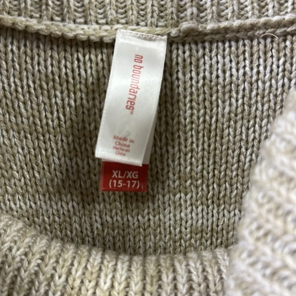 No Boundaries Cream Knit Cowl Neck Short Sleeve Sweater Womens XL - Image 8