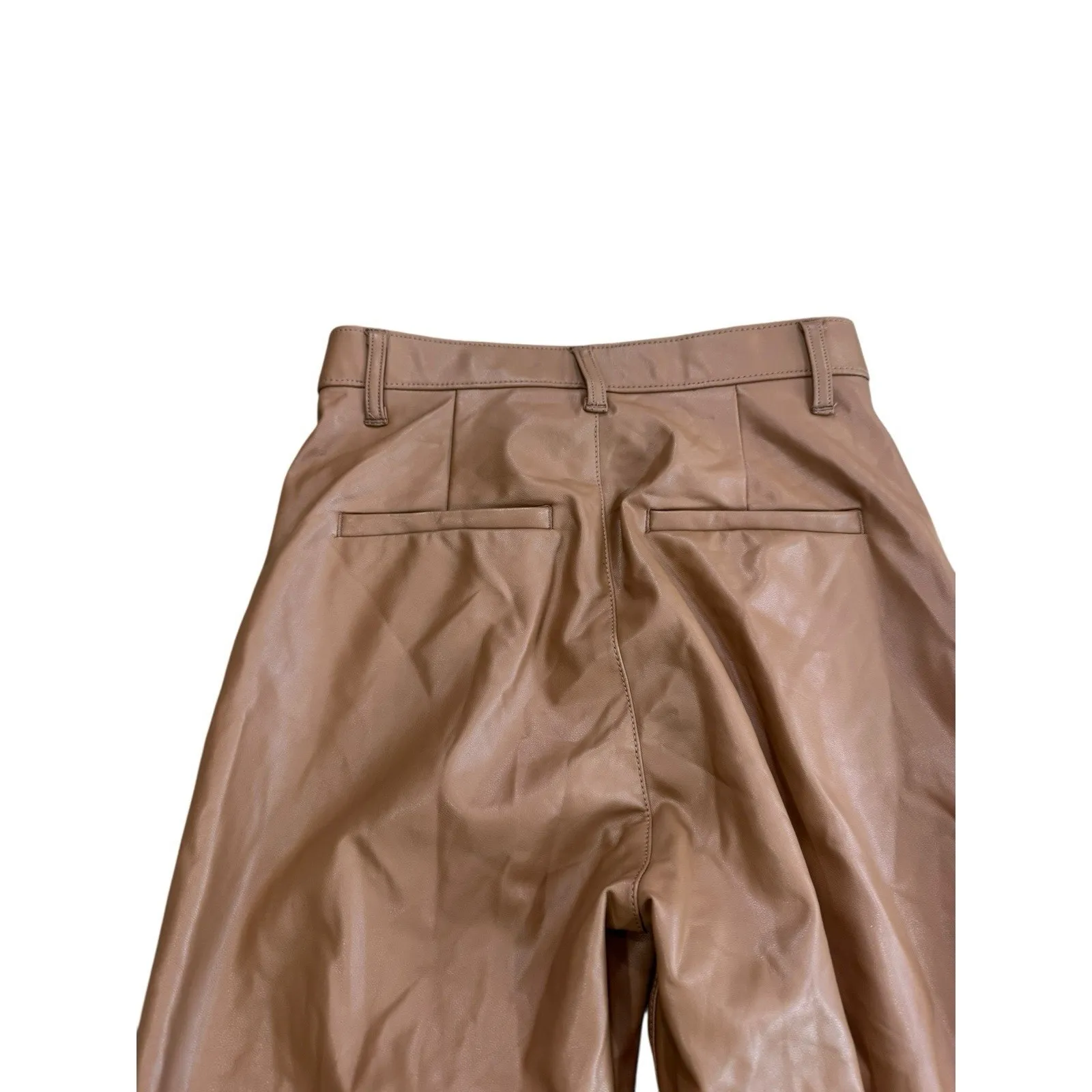 Abercrombie & Fitch Skinny Ultra High Rise Faux Leather Split Hem Pants Brown 4 - Image 7