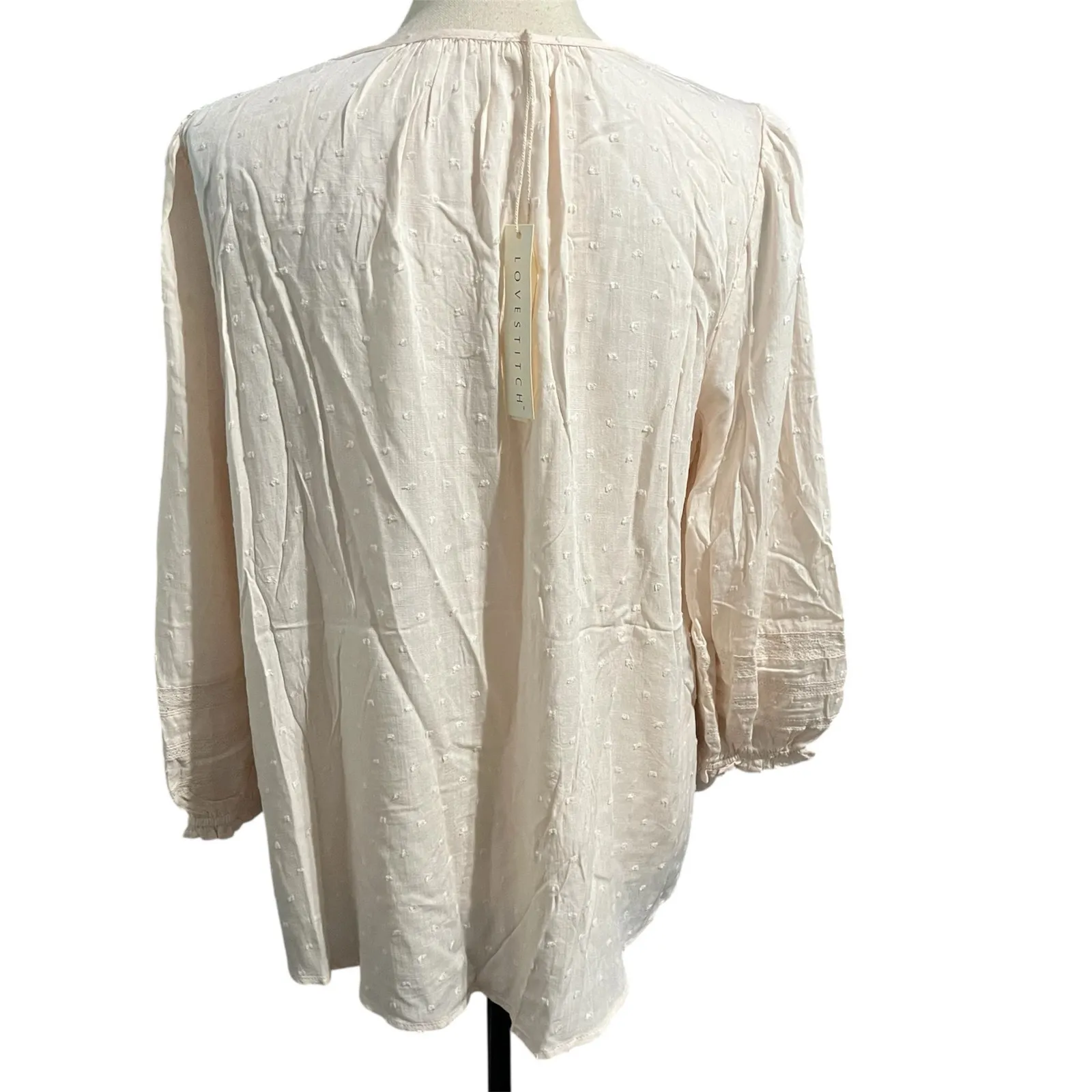 Lovestitch NEW Women's Melanie Chiffon Peasant Top Blouse Sz L Festival Boho - Image 3