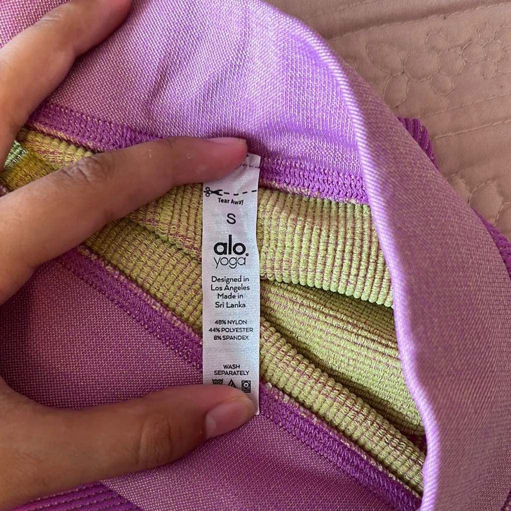 ALO Yoga Vibrant Pink and Yellow Leggings Stretchy Activewear - Image 3