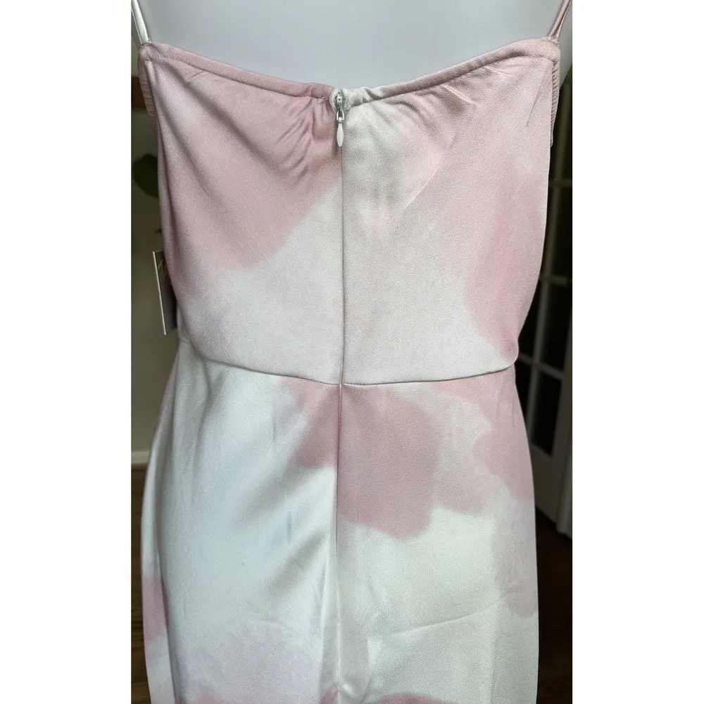 Taylor Cowl Neck Printed Satin Slip Dress Pink White Size 10 Midi Satin NWT - Image 9