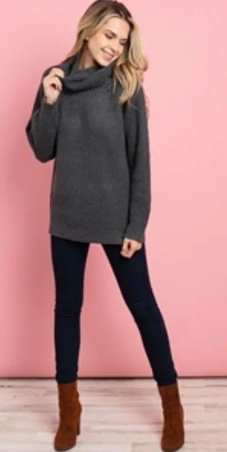 Gray Turtleneck Sweater M Size M - Image 3