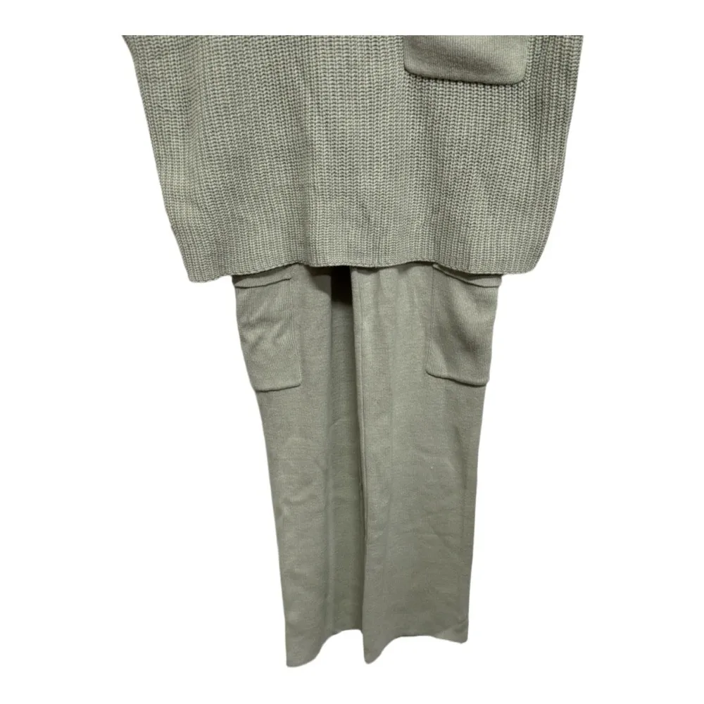 Sincerely Jules Olive Green Flare Leg Lounge Knit Sweater Set Short Sleeve XS - Image 3