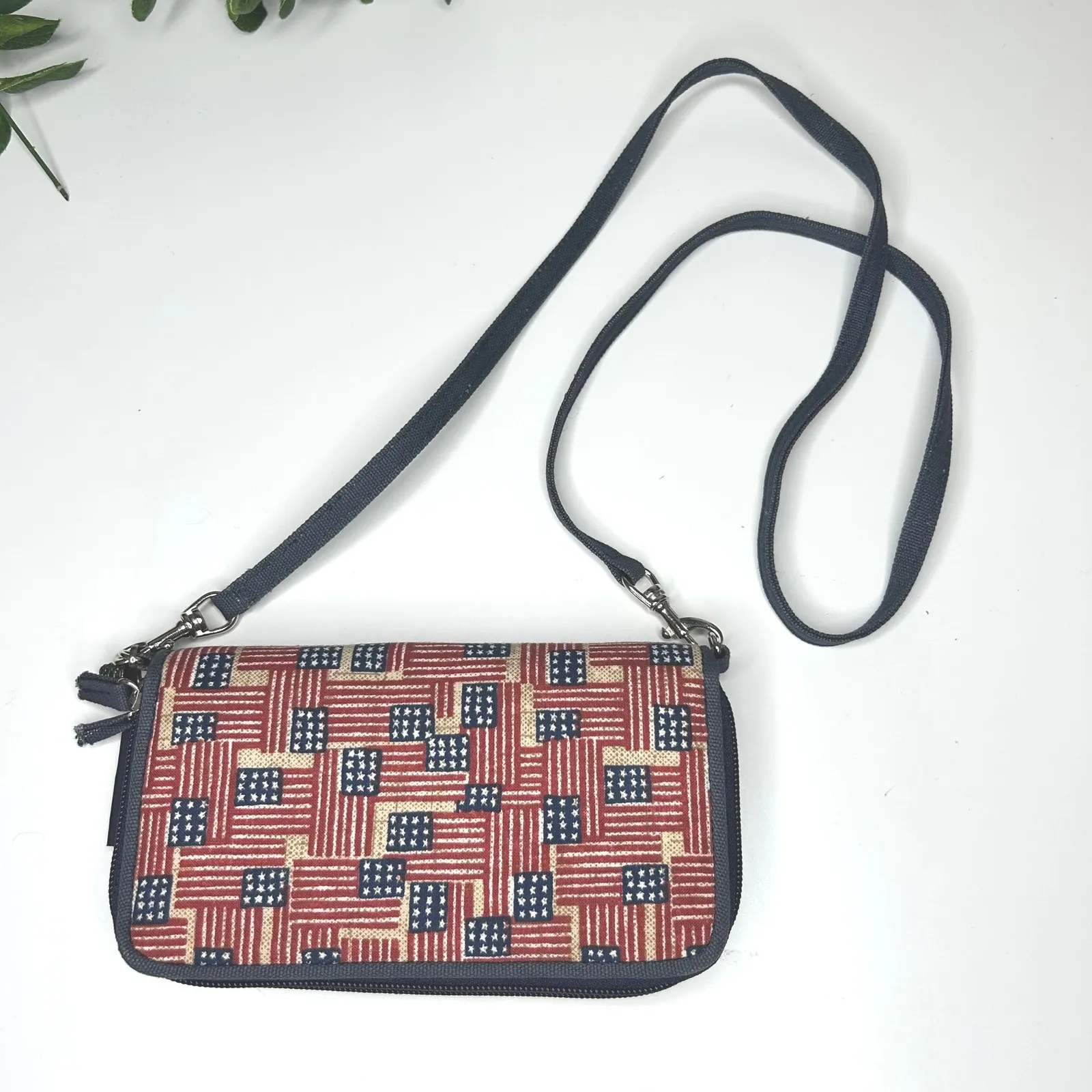 Longaberger Old Glory American Flag Zippered Wallet‎ Pouch Crossbody Bag Strap - Image 3
