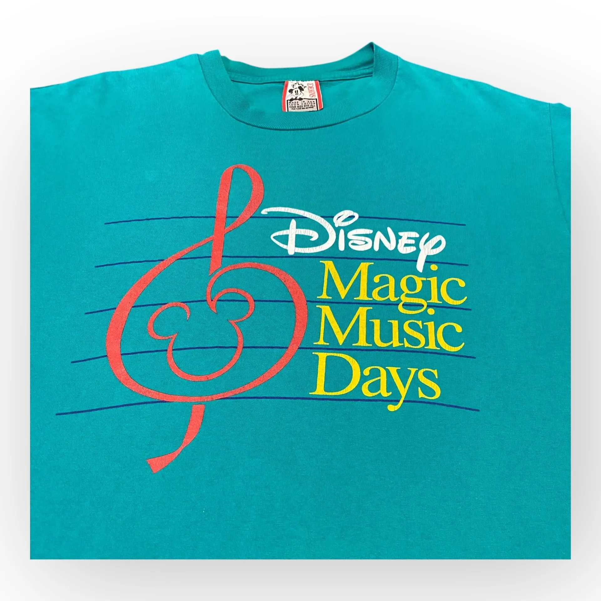 Vintage 90s Disney Magic Music Days T-Shirt Teal XL Made in USA - Image 3