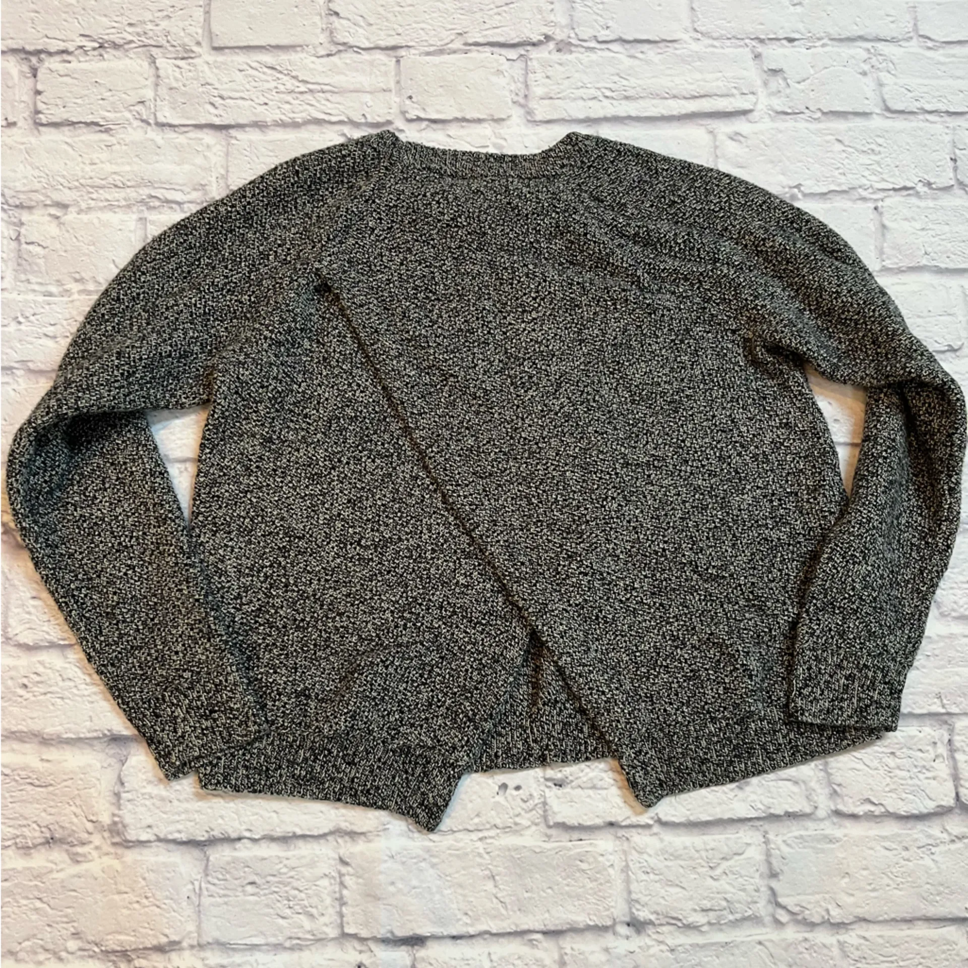 Madewell Black and White marled Cross Back Sweater boxy winter knit M - Image 5