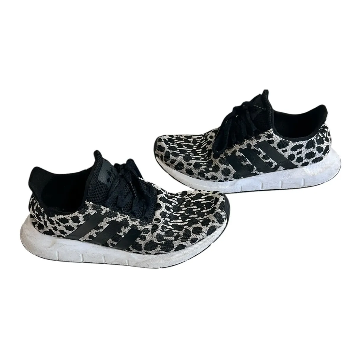 Adidas Swift Run Women's Sz 8 Cheetah Leopard Animal Print Black White - Image 2