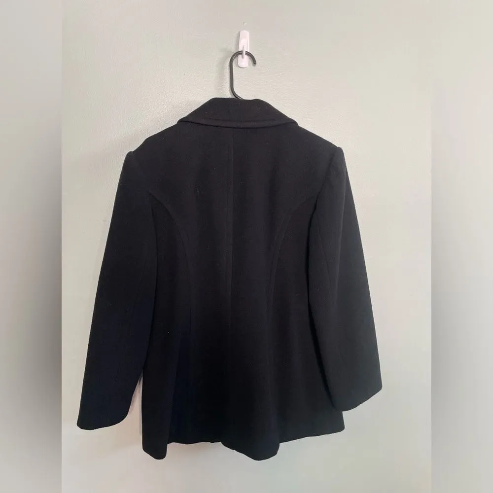 Forecaster of Boston Womens Black Wool Blend Vintage Double Breasted Peacoat S 6 - Image 5