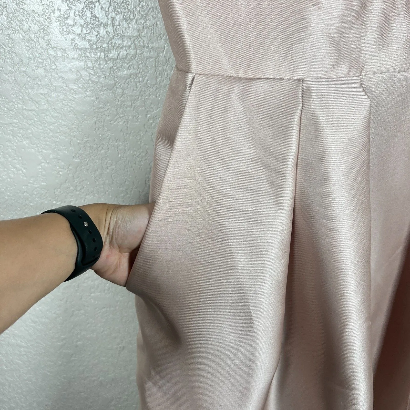 Alfred Sung Cocktail Dress 14 Blush Pink Satin Fit Flare V-neck Bridesmaid - Image 9