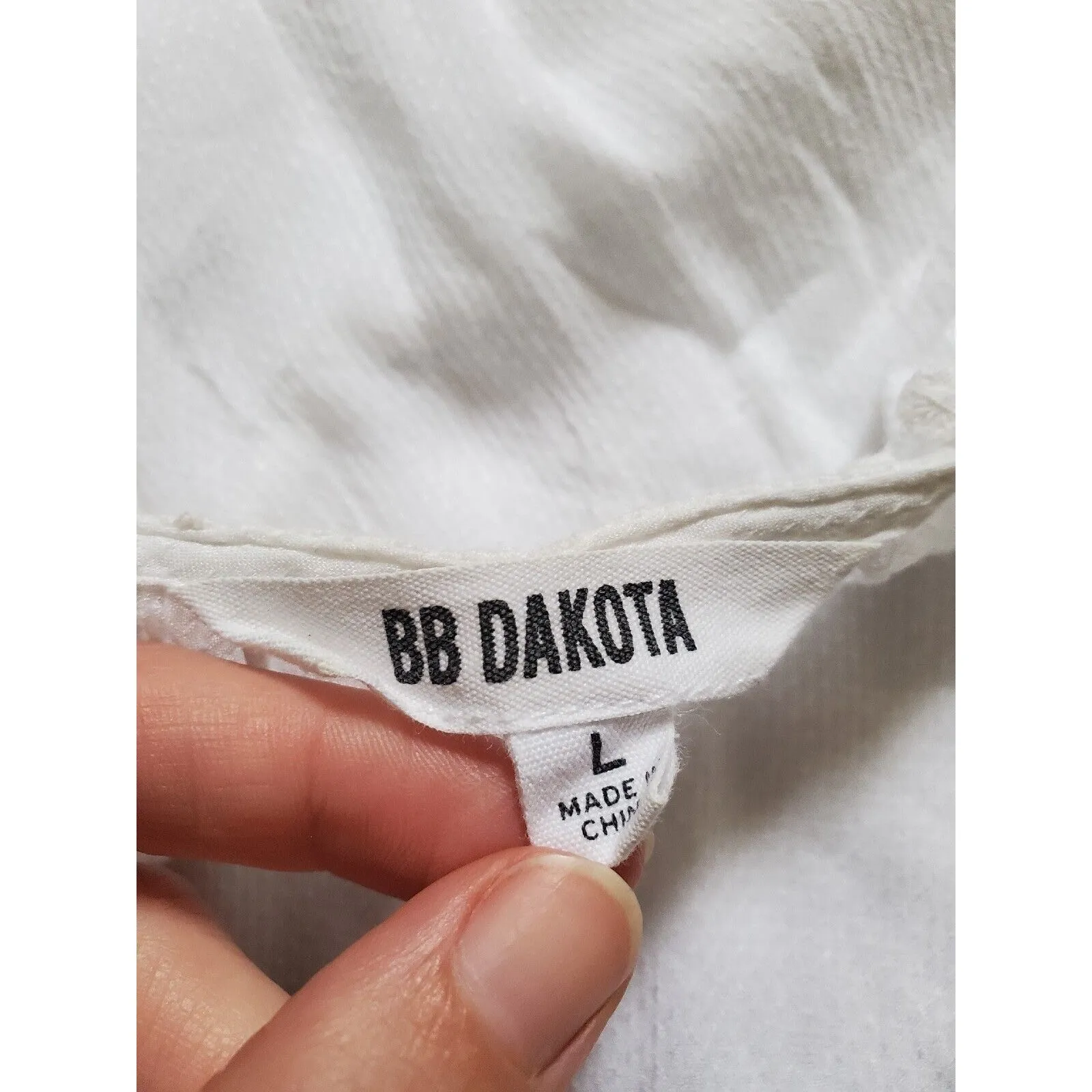 BB Dakota Blouse Women Large Steve Madden Peasant Boho Festival Top White Lace - Image 3