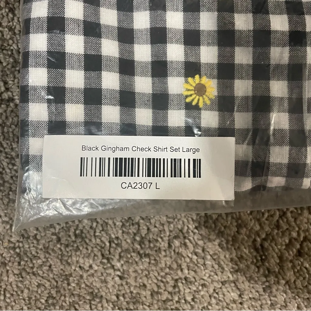 NWT Country Store Black Gingham Check Shirt Set | Size: Large - Image 3
