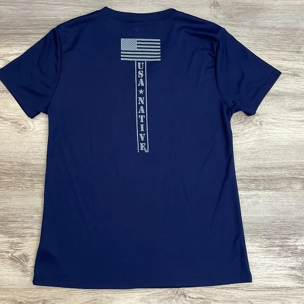 Whitnick Inc Navy Blue with Gray Lettering USA Native Graphic T - Image 6