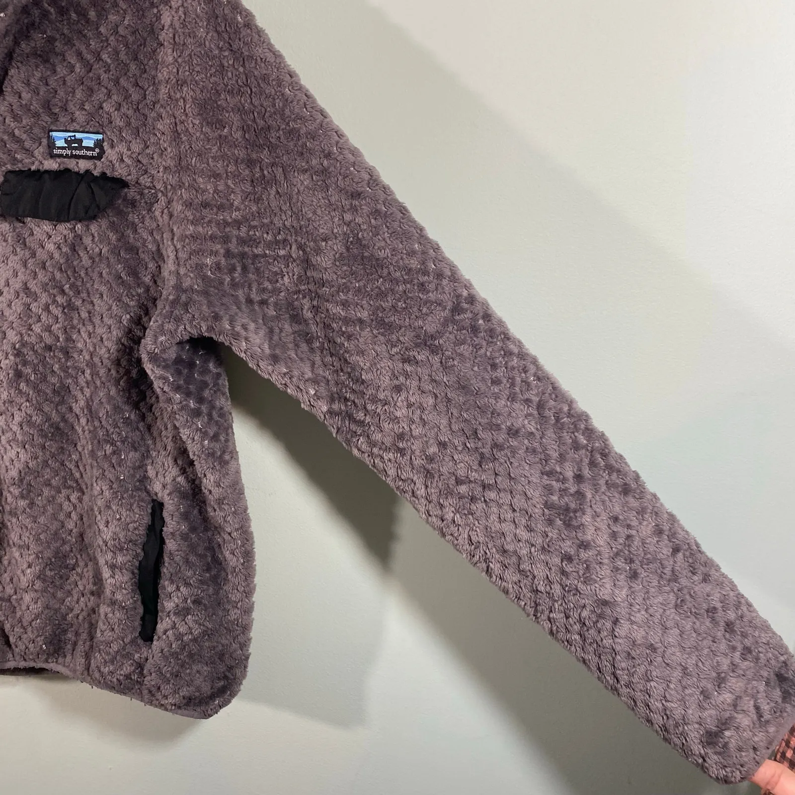 Sinply Southern Women Dark Grey Snap Button Fleece Pullover Size L - Image 5