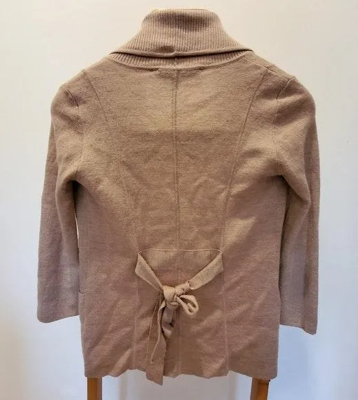 Beige Open Cardigan Ribbed Belt - Image 2