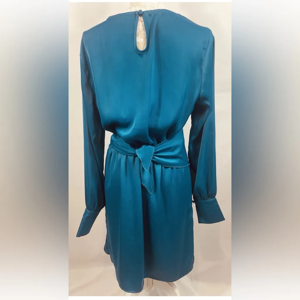 Pretty garden women’s Chic Long Sleeve Teal Dress size L - Image 4