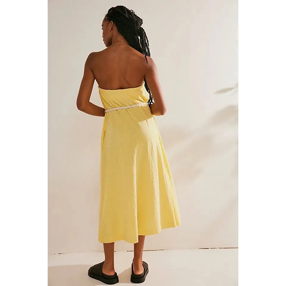 Free People Beach Peyton Maxi Strapless Tube Dress Yellow NWOT Size XS - Image 3