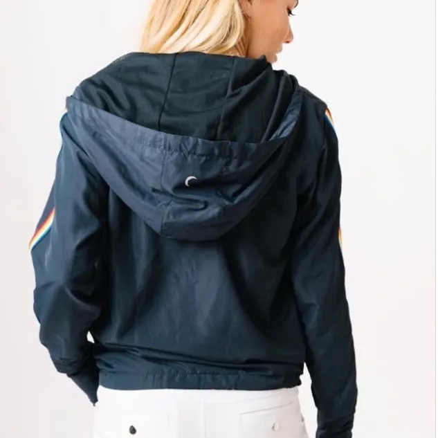 ZYIA Navy Rainbow Bomber Windbreaker Jacket M - Image 3