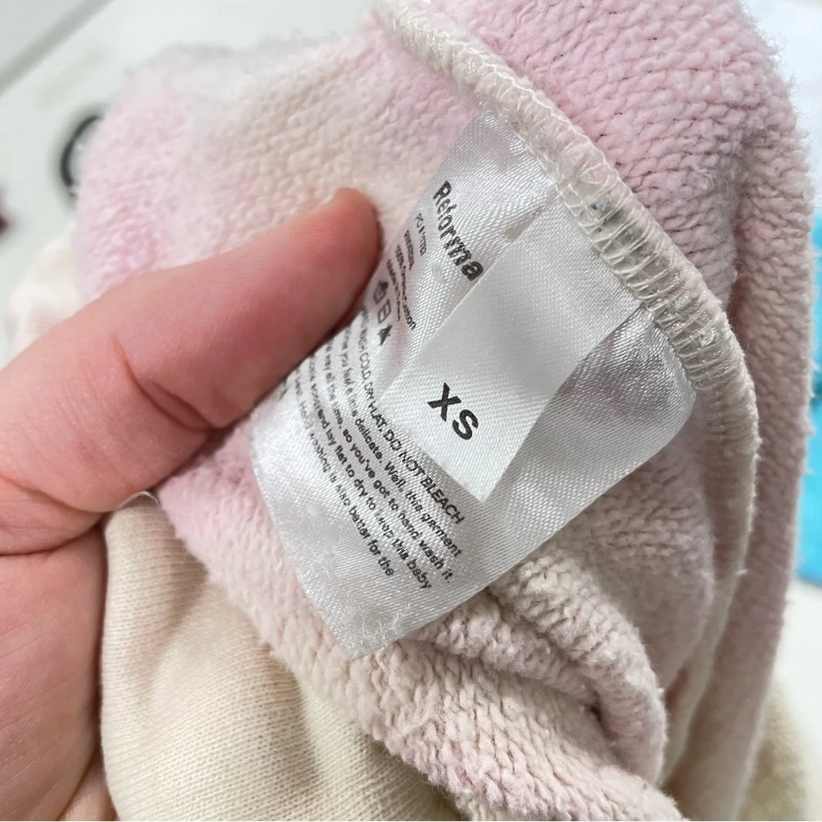 Reformation Pale Yellow Pink Tie Dye Pull On Sweatpants Womens XS Cozy Damaged - Image 11