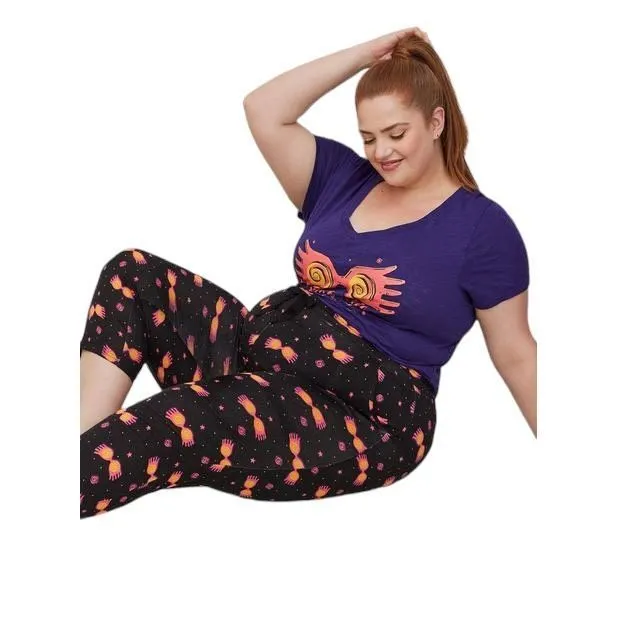 Torrid Plus Size 4X Pajama‎ Pants Harry Potter Sleep Crop Luna Glasses Black 572 - Image 14