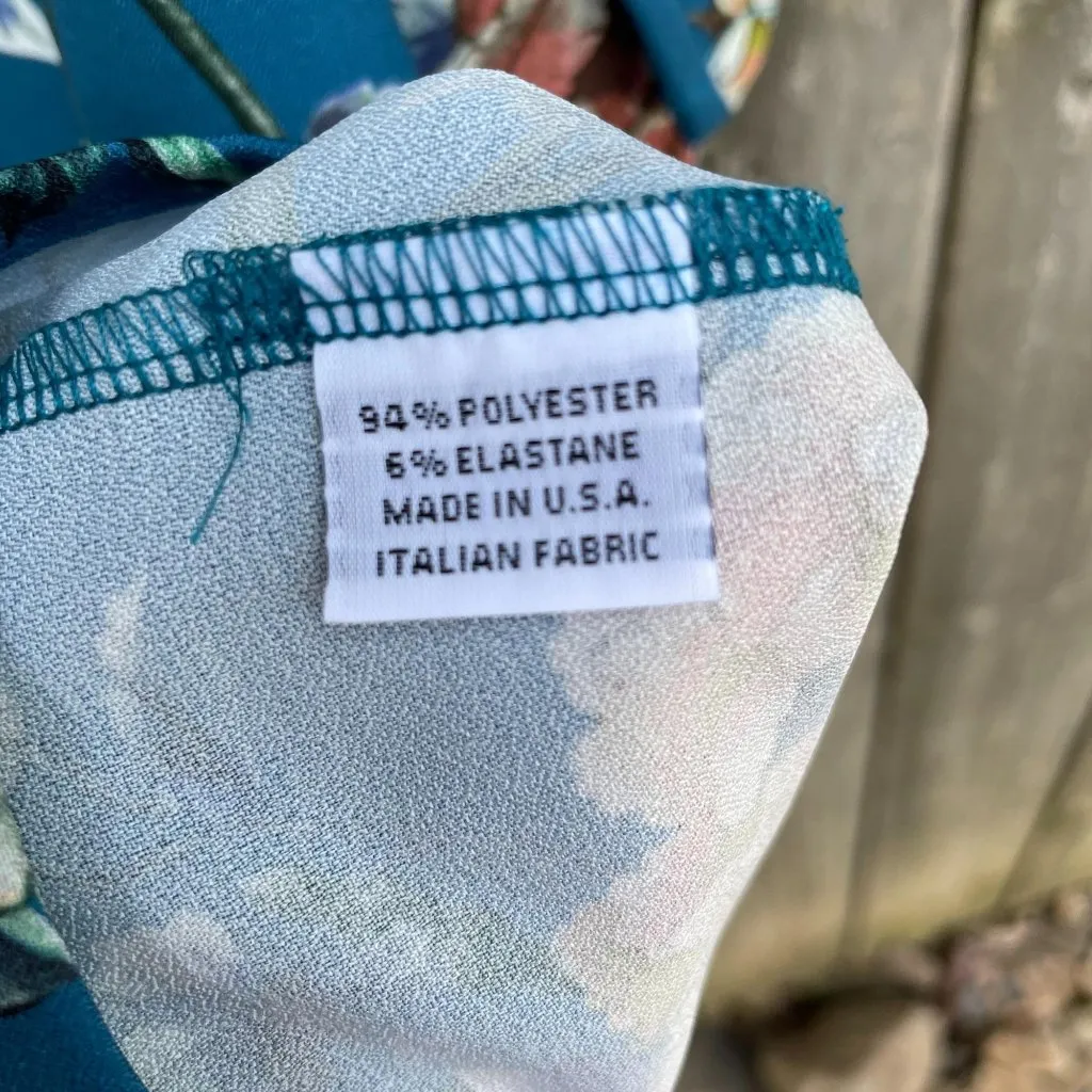 Bryn Walker Diego Tunic Size Small Floral Print Bell Sleeve Teal Blue Sz S New - Image 9