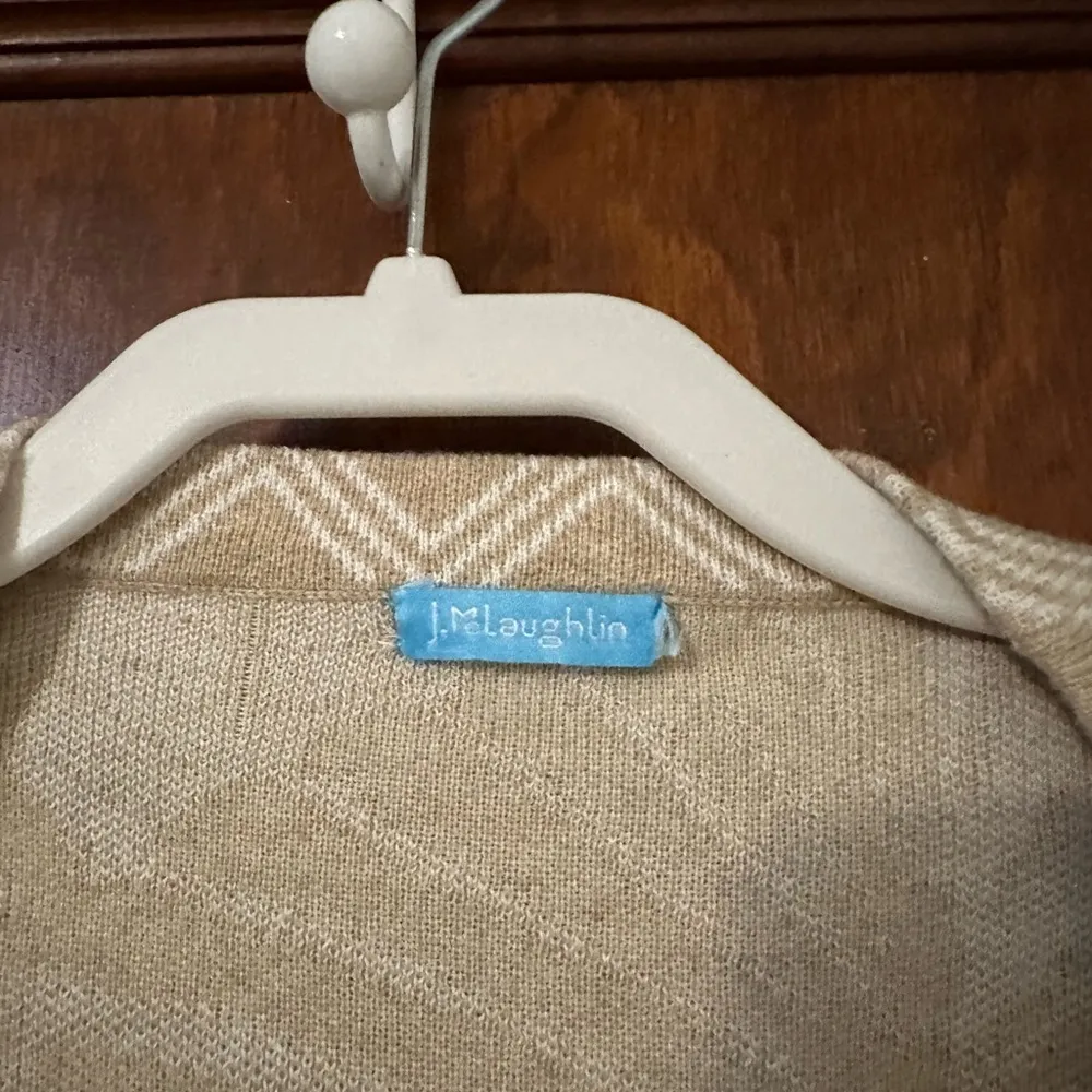 J. McLaughlin Marguerite Multi Print Cardigan In Oatmeal And White Size L - Image 4