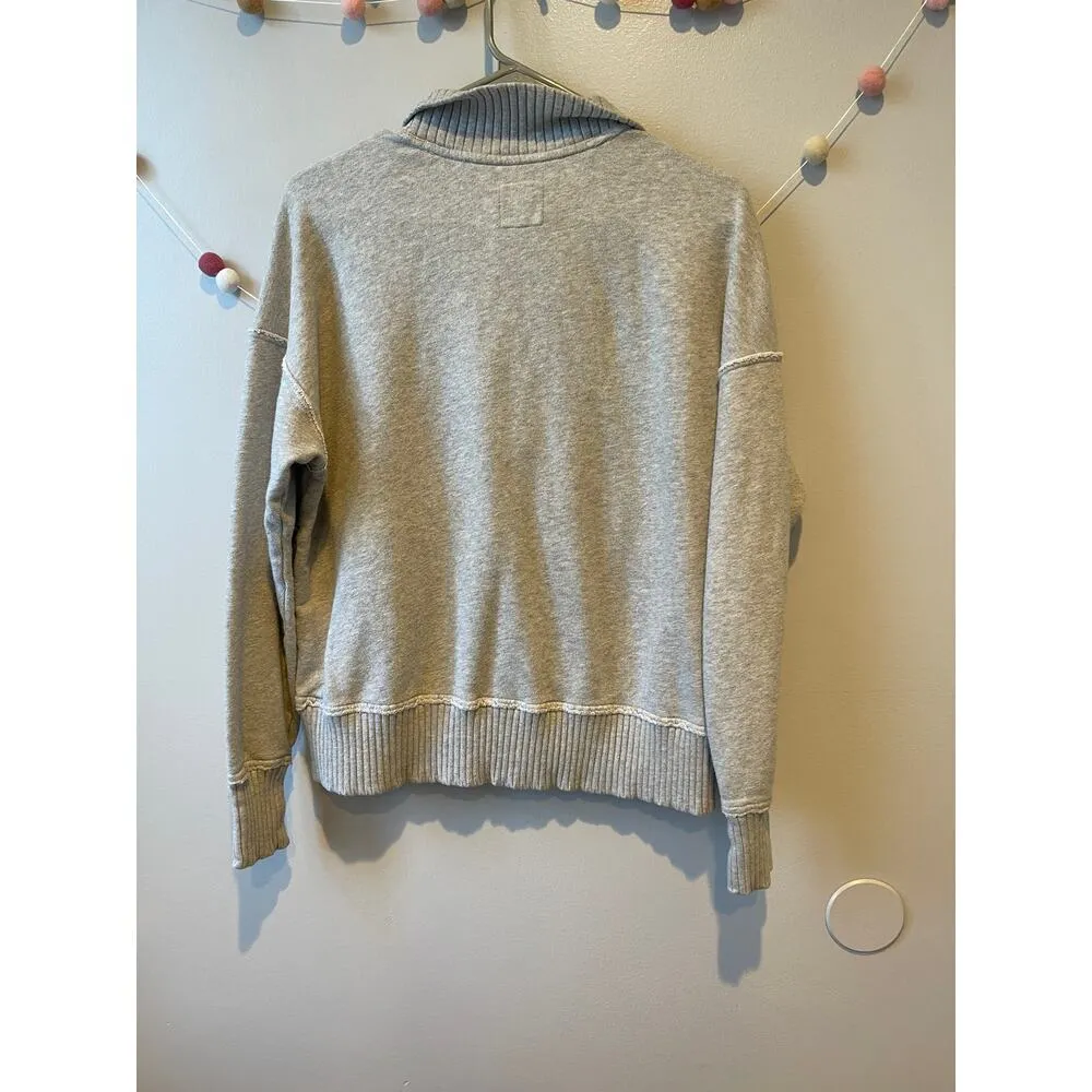Aerie  Gray Half Snap Pullover Sweatshirt - Image 4