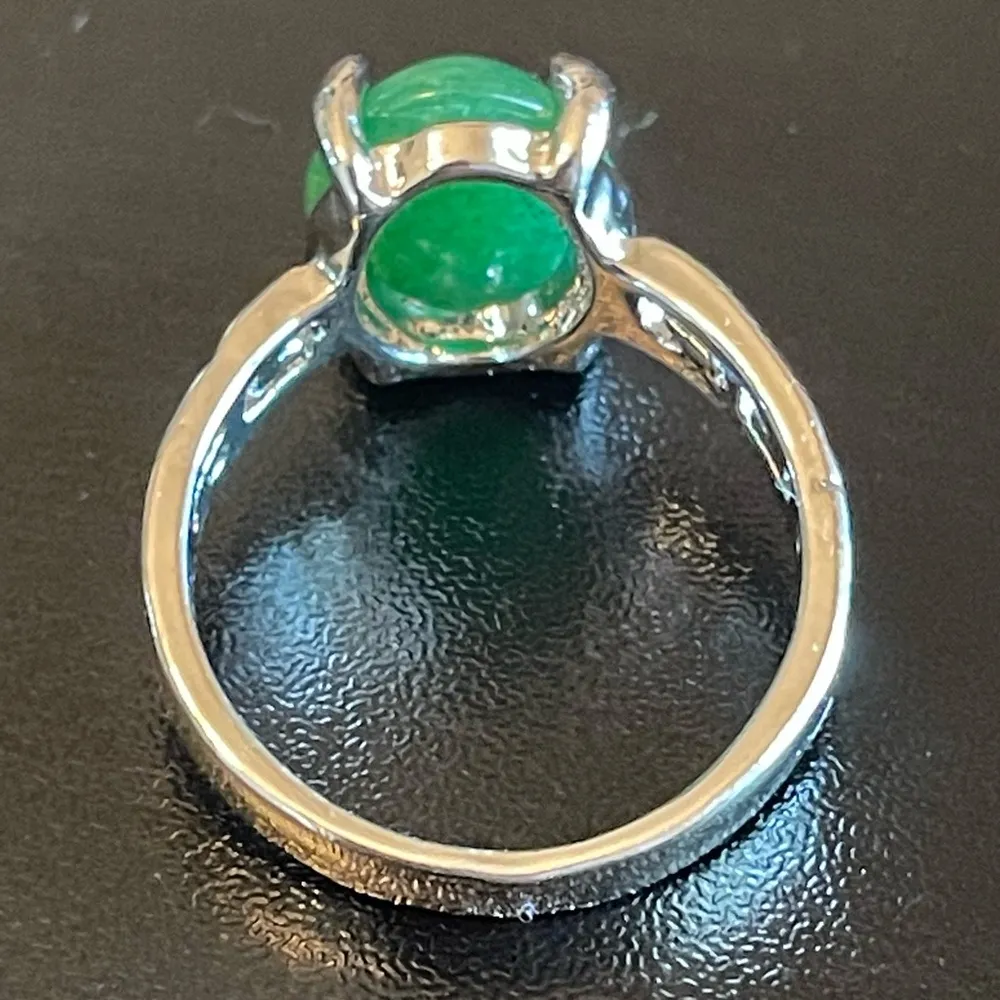 Green jade silver ring size 8.5 - Image 4