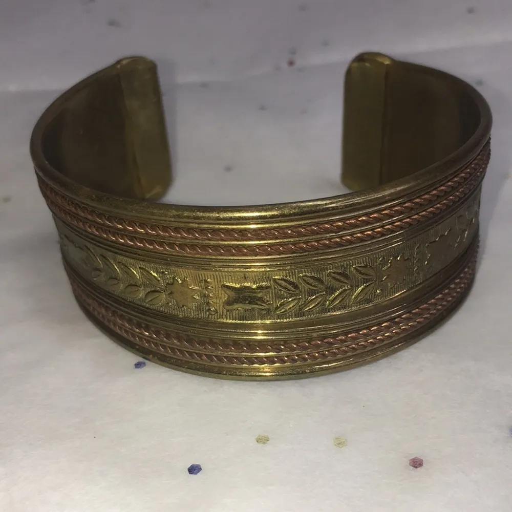 Vintage Solid Gold Brass Bracelet made in India - Image 2