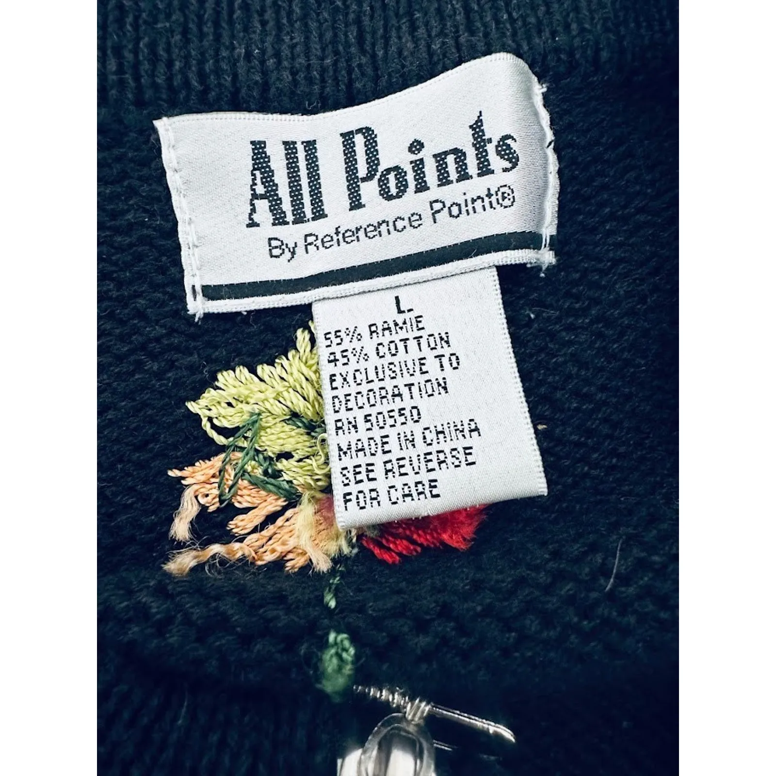 All Points Cardigan Zip Novelty Sweater Womens L Autumn Halloween Fall Pumpkin Black Size L - Image 9