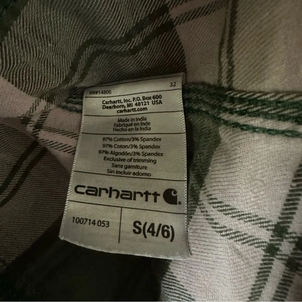 Carhartt Green and Purple Flannel Plaid Button Down Shirt - Image 7