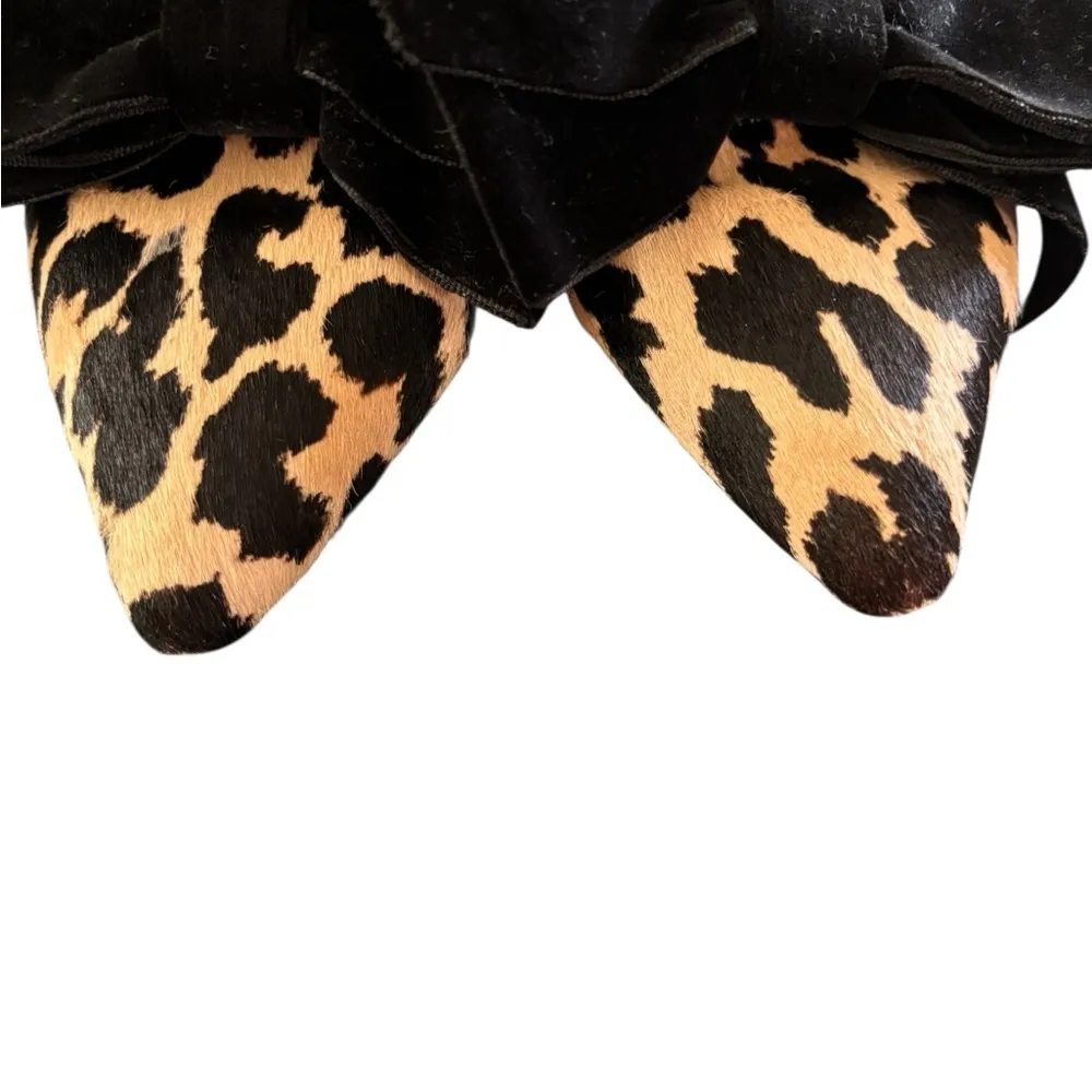 Kate Spade New York Leopard Mules Flats Bow Accent Sz 7M Made In Italy No Box - Image 6
