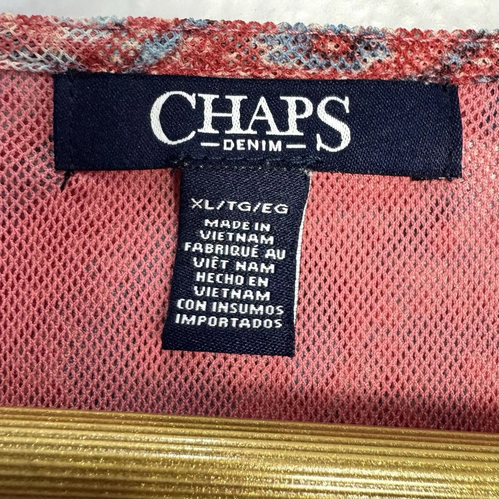 Chaps Ralph Lauren Mesh Floral Paisley Top Womens XL Pink Ruffle Neck Boho Y2K - Image 8