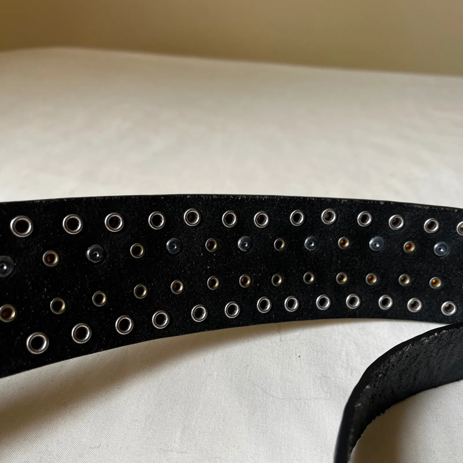 Vintage Nanni Italy Turquoise Concho Studded Leather Belt Black‎ Silver 95/38 Black - Image 8