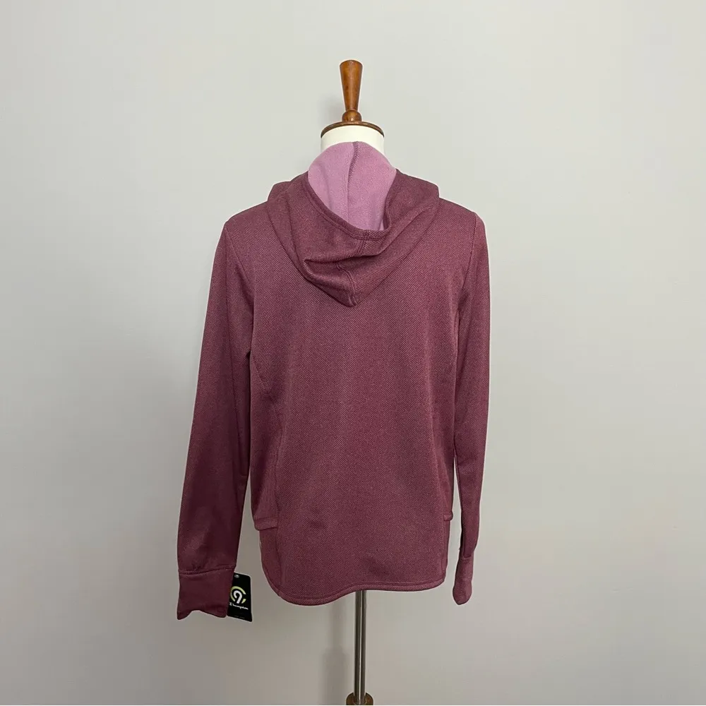 Champion C9 Hoodie Sweatshirt Pockets Herringbone High Low Hem Thumbholes Wine - Image 9