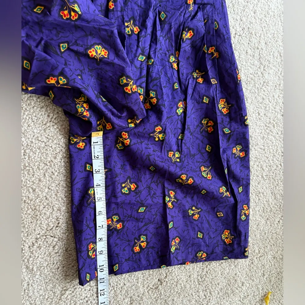 Women’s Vintage 80s Retro Y2K High Waist Floral Pattern Purple Short Size 4(27) - Image 16