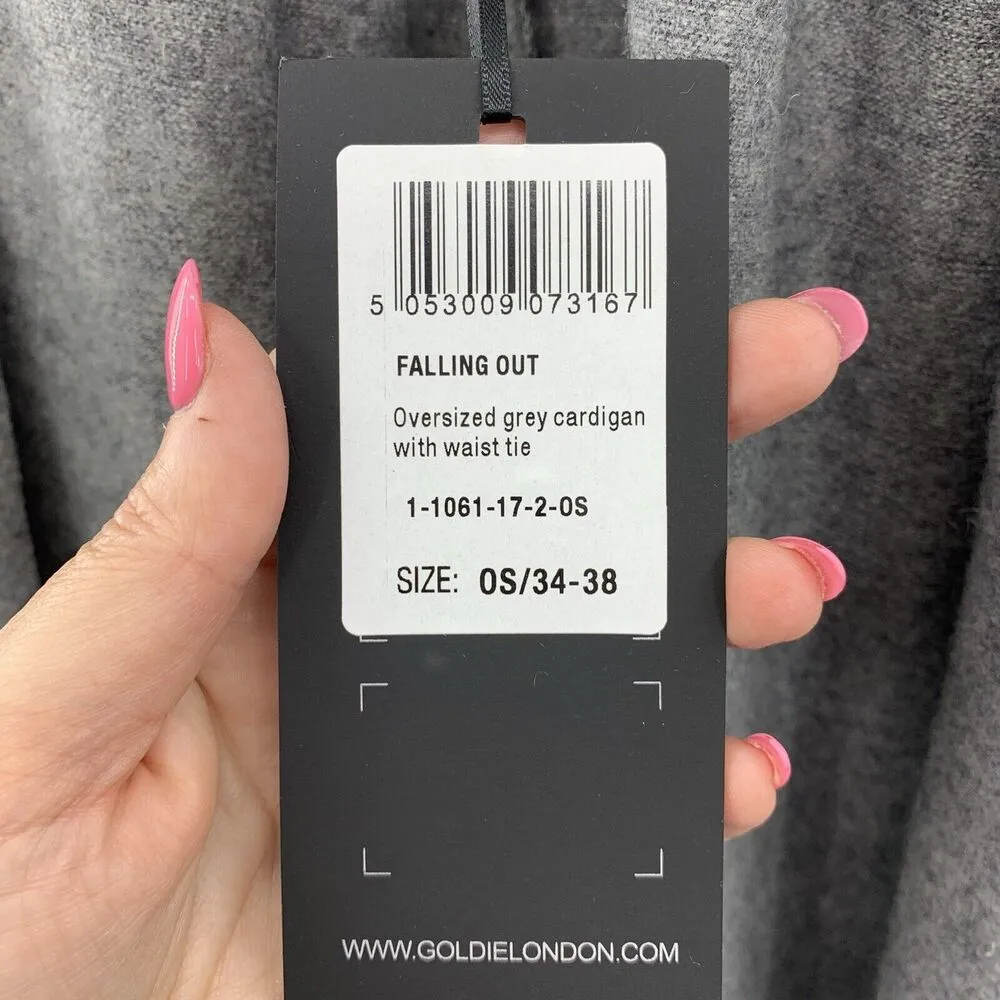 Goldie London Size OS Cardigan Falling Out Wool Blend Oversized Shawl Collar Gray - Image 6