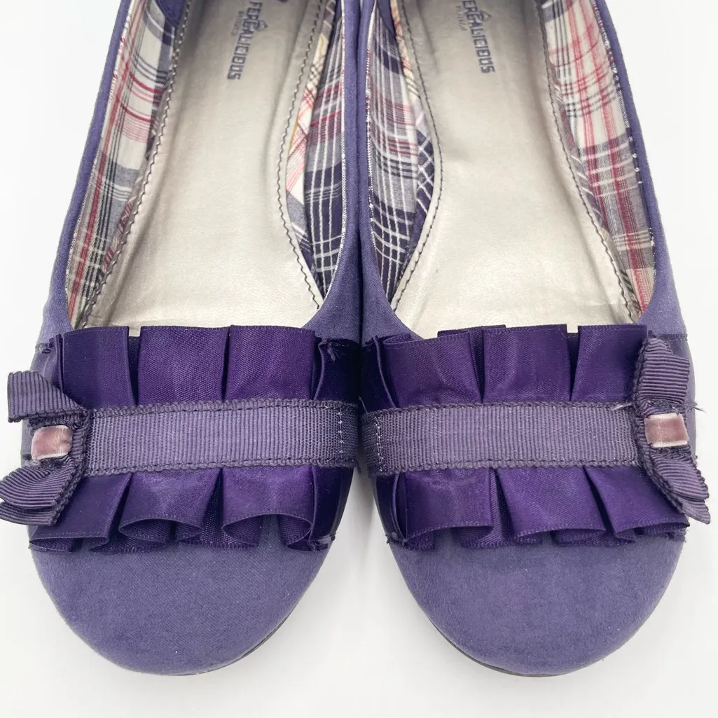 Fergalicious Alana Ballet Flats Size 9 Violet Nights Purple Ruffled Ribbon Y2K - Image 4