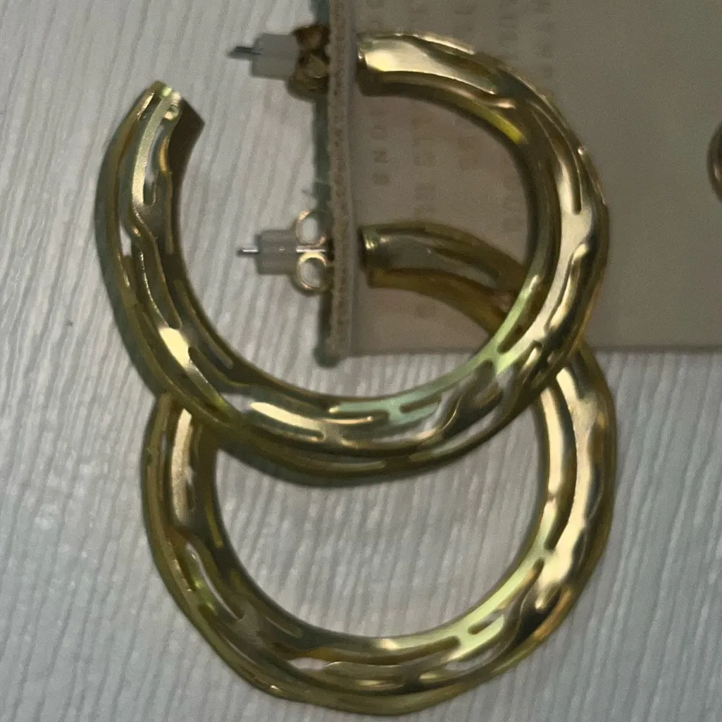 Anthropologie New  thin cutout‎ hoop earrings - Image 5