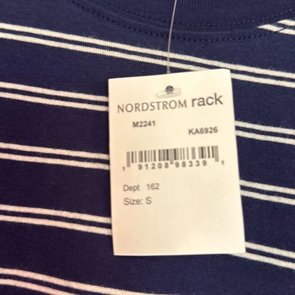 Madewell NWT blue striped crewneck cotton shirt dress small - Image 6