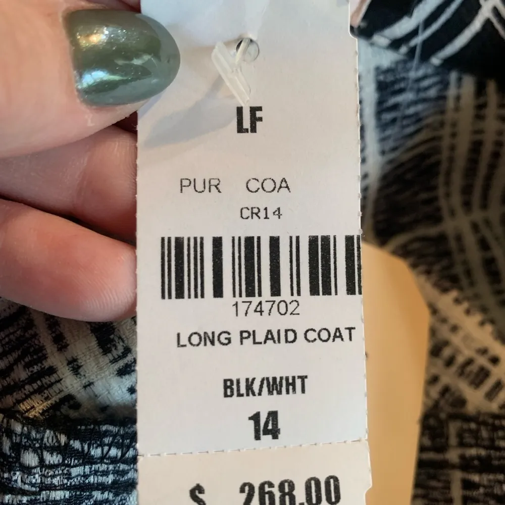 LF Lightweight Plaid Black And White Woman’s Coat NWT Size 14 100% Polyester - Image 12