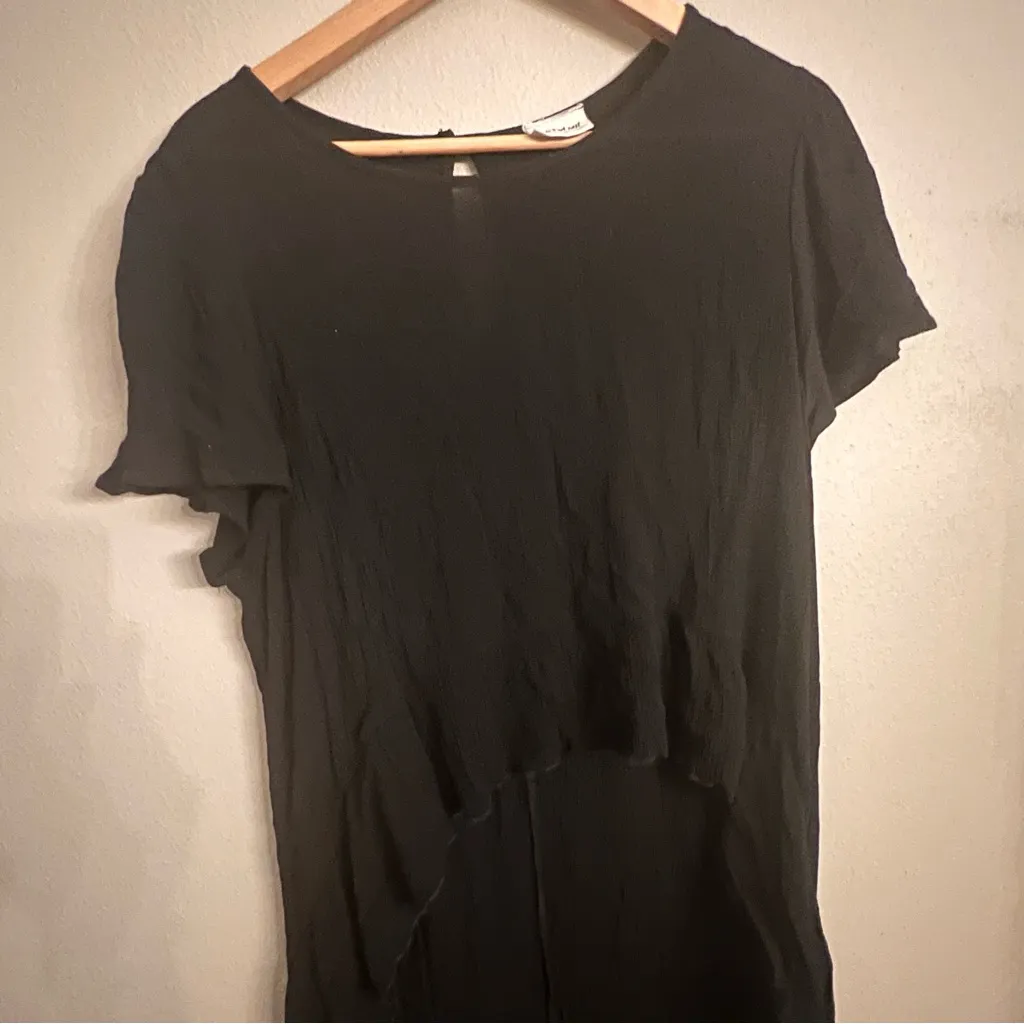 THREE‎ BIRD NEST High Low Tunic Top Black Size L - Image 3