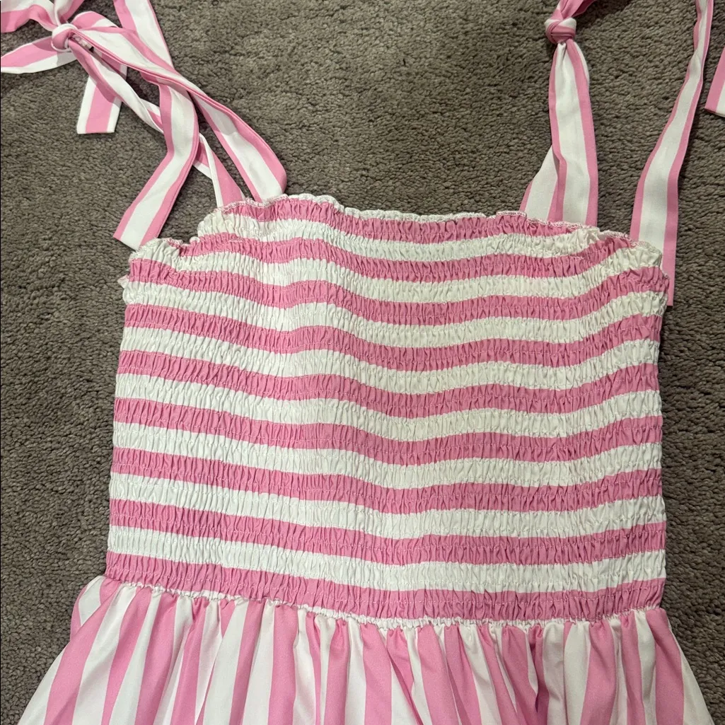 Shein Pink/White Striped Maxi Dress SIZE M - Image 2