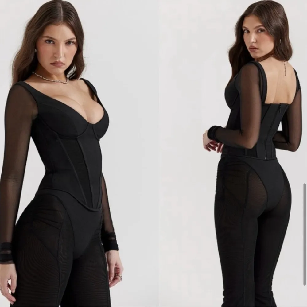 House of CB 'Araminta' Black Mesh Long Sleeve Corset NWOT - Image 2