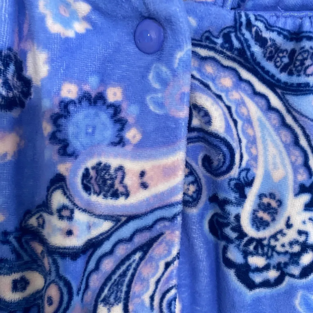 Secret Treasures Vintage Blue Paisley Velour Robe, Housecoat, Moo Moo Size‎ 14 - Image 6