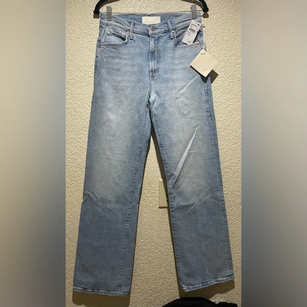 Mother Superior Denim NWT The Kickit Go Long Straight Leg Light Blue Size 29 - Image 4